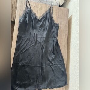 Victoria’s Secret size small black satin lace trim slip